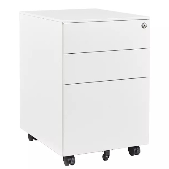 SB-X005-WH 3 Drawer Steel Mobile Pedestal 