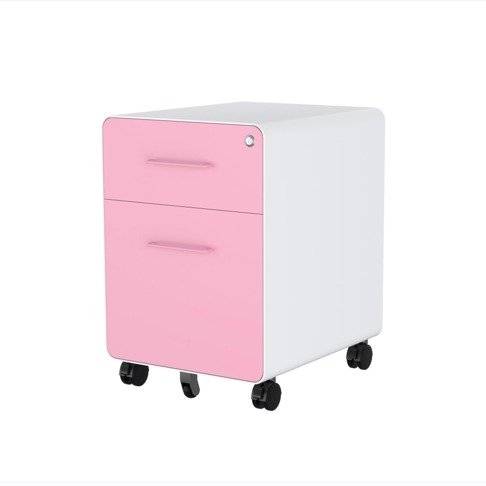 2 drawer pink Mobile Pedestal