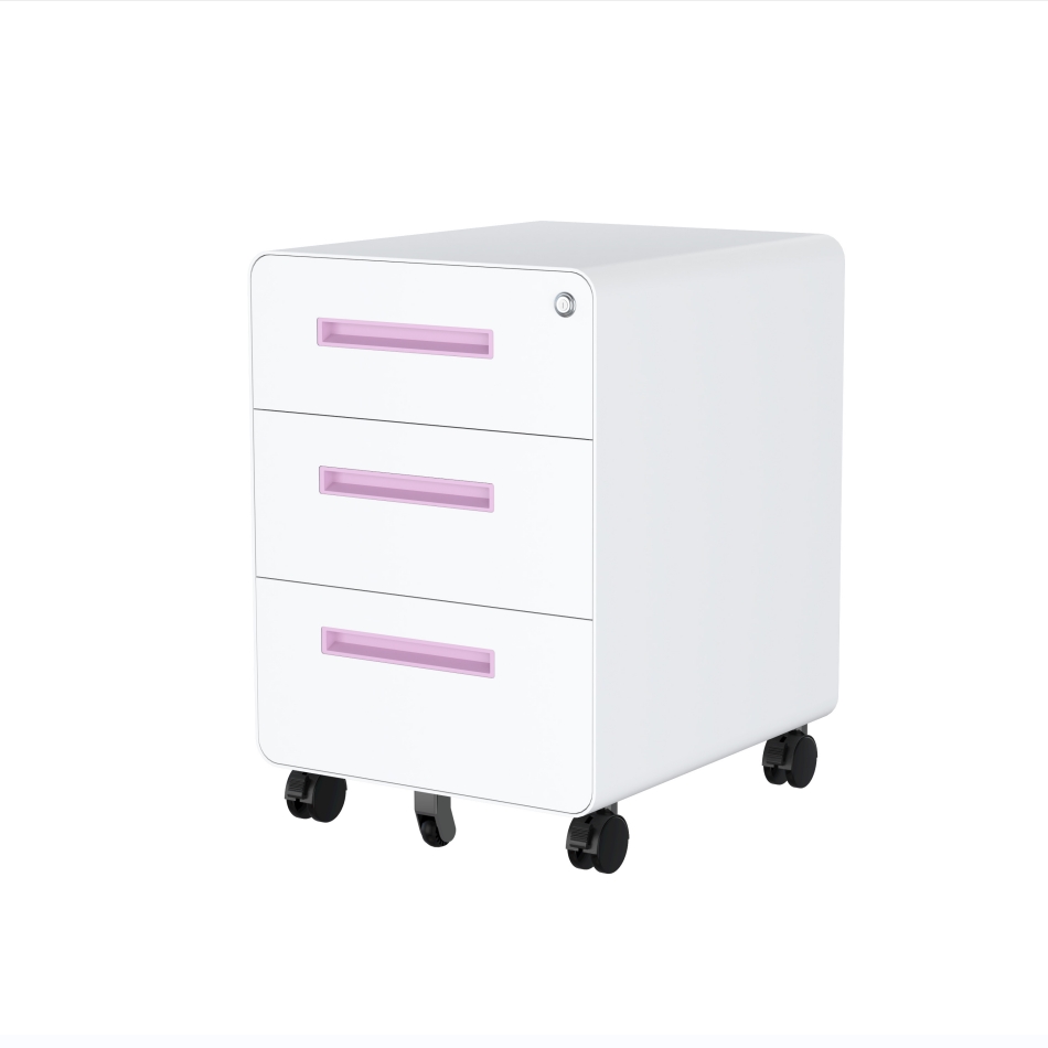 SB-X021-WH 3 drawer White Mobile Pedestal