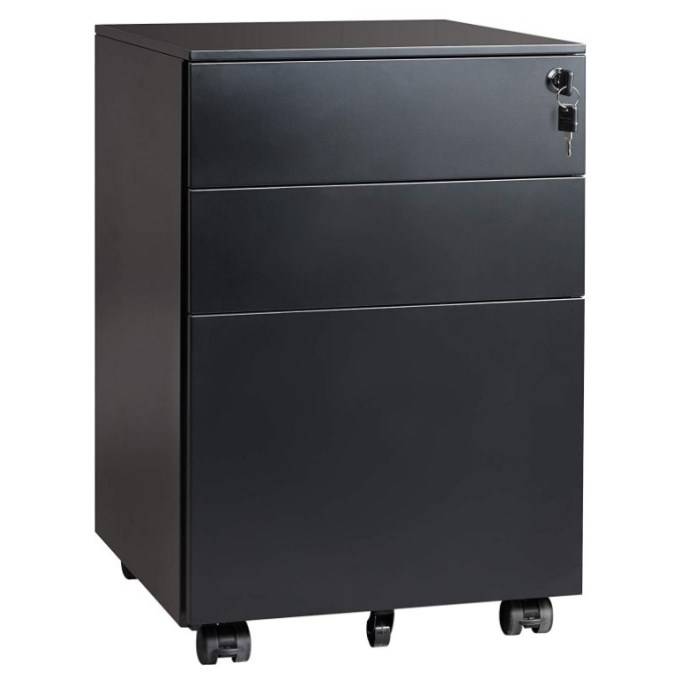 SB-X005-BK 3 Drawer Steel Mobile Pedestal 