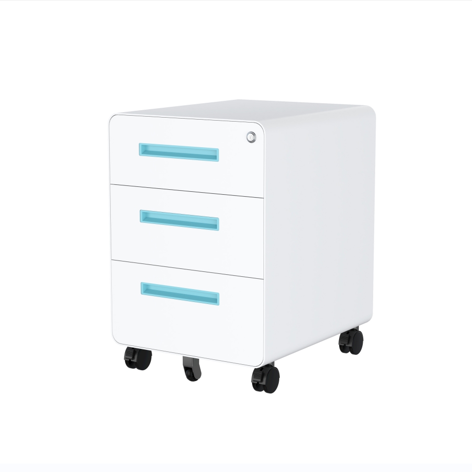 SB-X021-WH 3 drawer White Mobile Pedestal