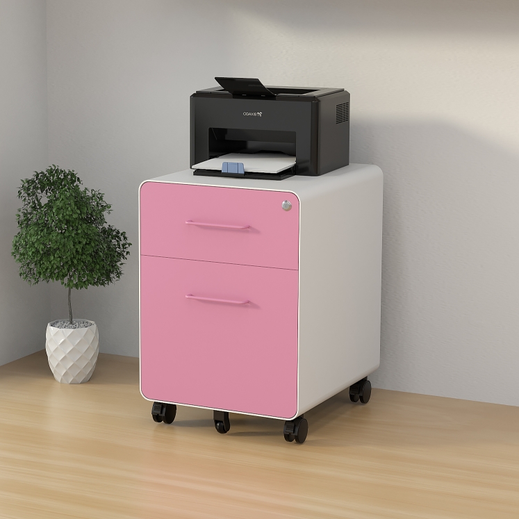 SB-X030-PI 2 drawer pink Mobile Pedestal