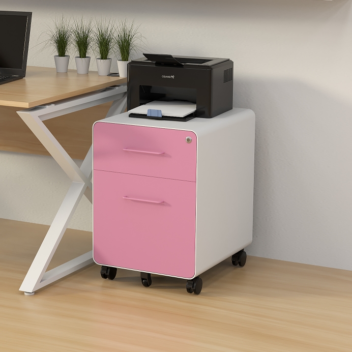 SB-X030-PI 2 drawer pink Mobile Pedestal