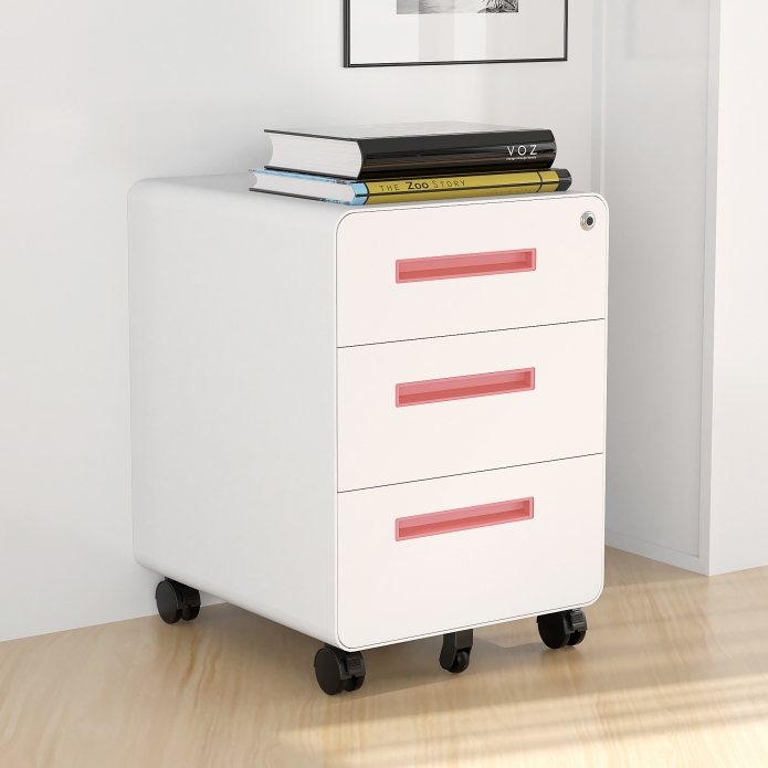 SB-X0151-Red 3 drawer Steel Mobile Pedestal