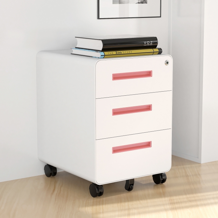 SB-X021-WH 3 drawer White Mobile Pedestal