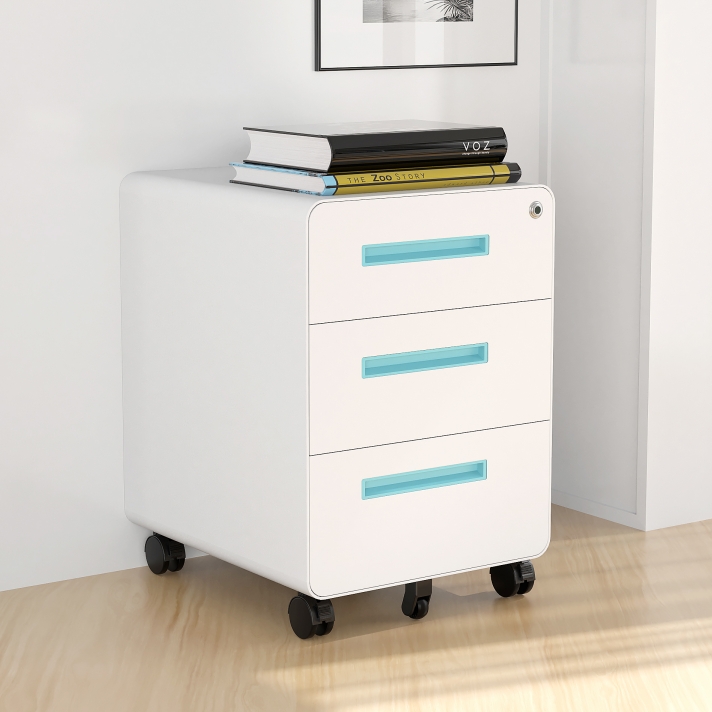 SB-X0161-Blue 3 drawer Steel Mobile Pedestal