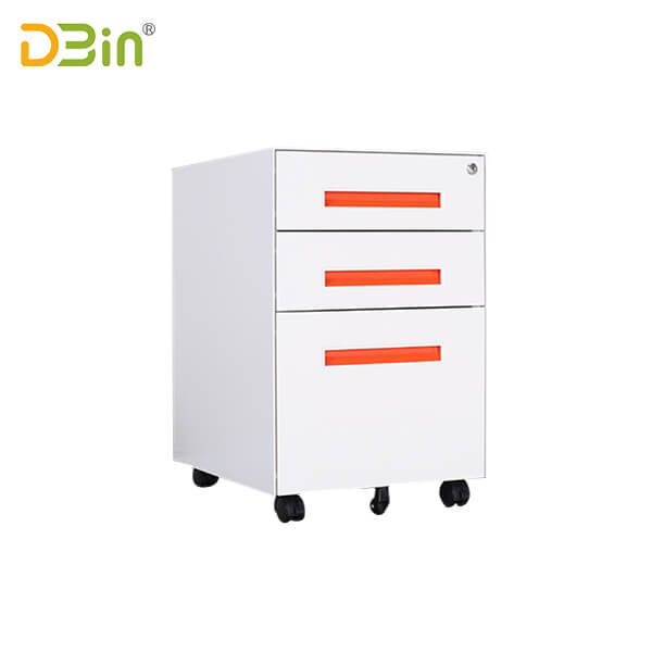 3 drawer Narrow Side Steel Mobile Pedestal