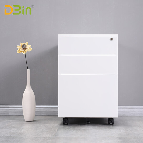 SB-X005-WH 3 Drawer Steel Mobile Pedestal 