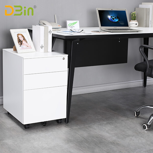 SB-X005-WH 3 Drawer Steel Mobile Pedestal 