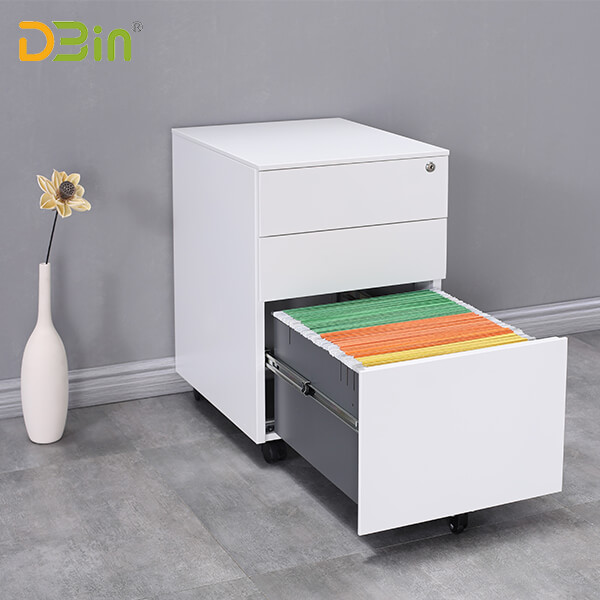 SB-X005-WH 3 Drawer Steel Mobile Pedestal 