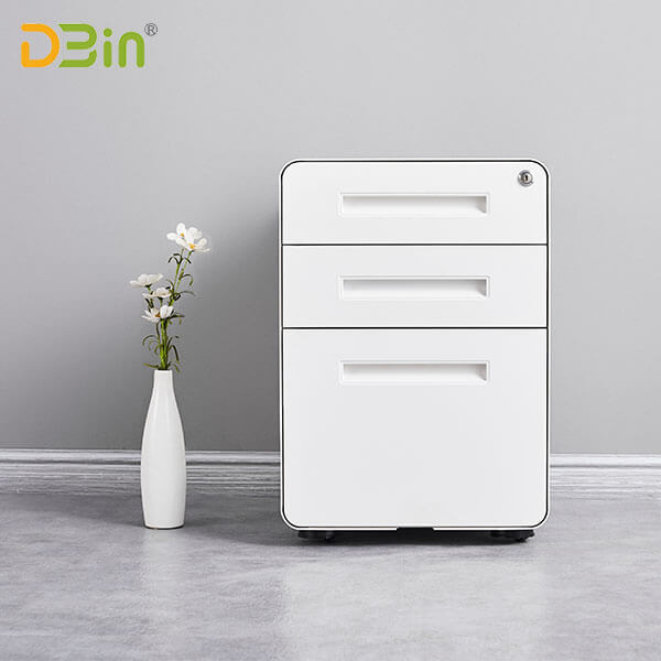 SB-X021-WH 3 drawer White Mobile Pedestal