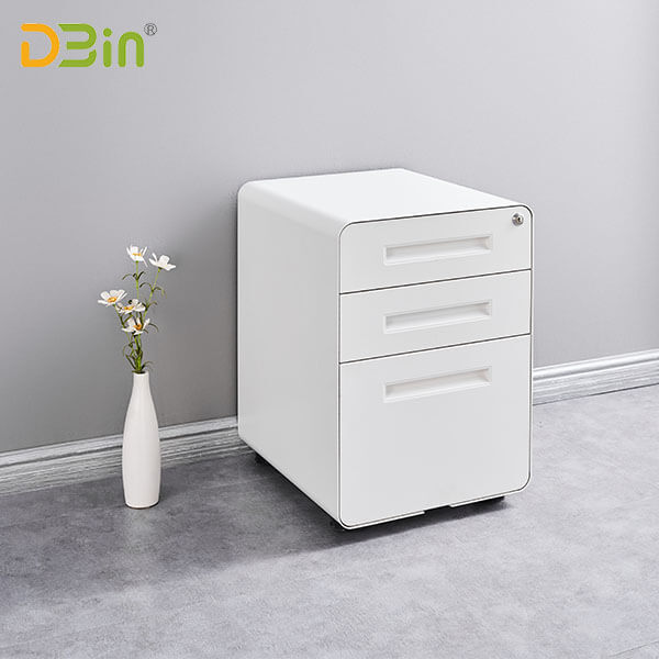 SB-X021-WH 3 drawer White Mobile Pedestal