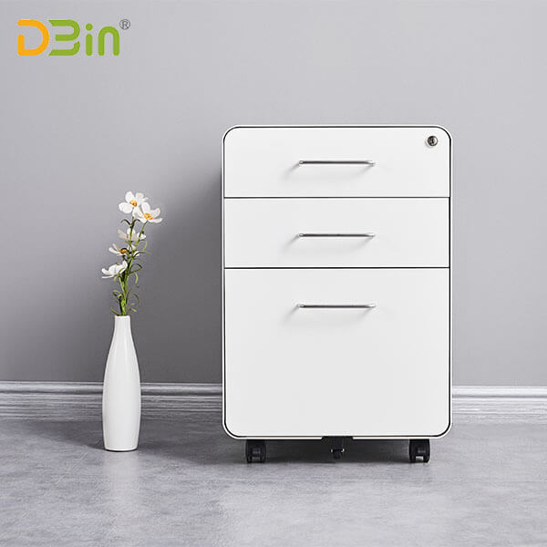 SB-X022-WH 3 drawer White Mobile Pedestal