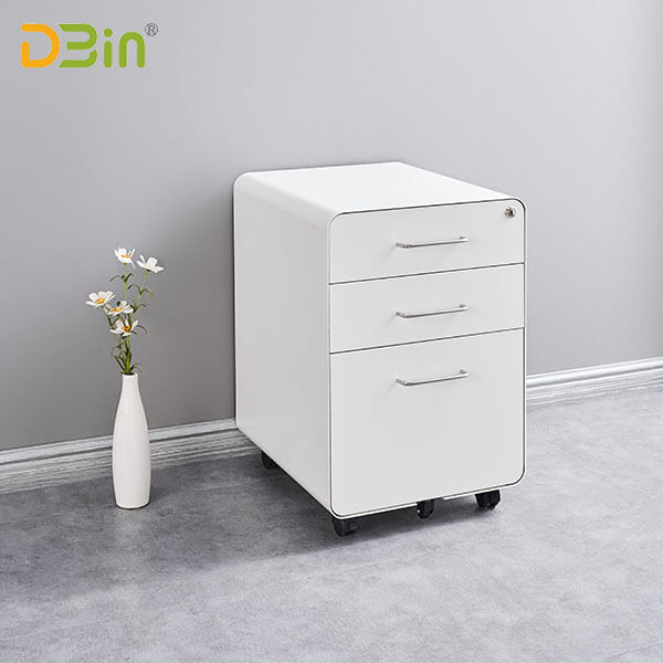 SB-X022-WH 3 drawer White Mobile Pedestal