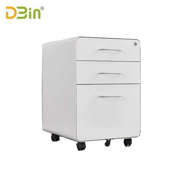 3 drawer Round Edge White Mobile Pedestal for sale