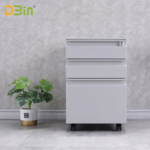 SB-X006-SL 3 Drawer Steel Mobile Pedestal 