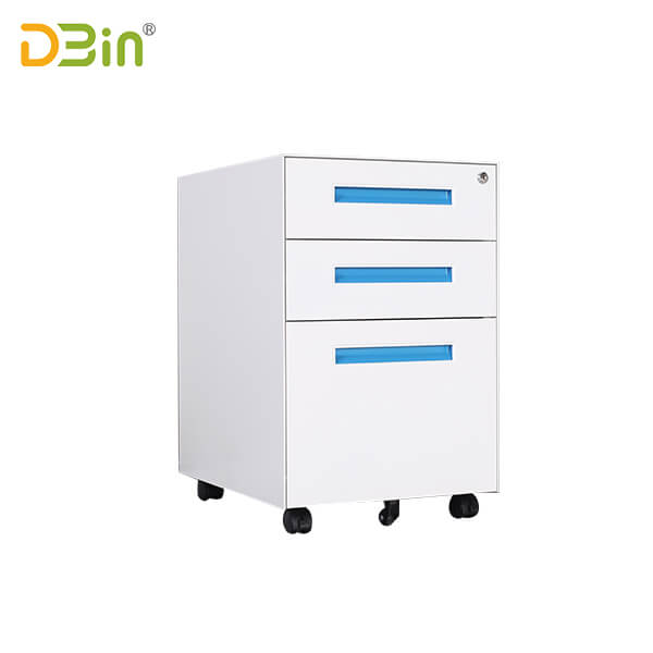 3 drawer Narrow Side Steel Mobile Pedestal