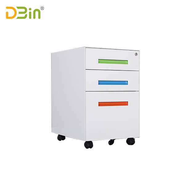 3 drawer Narrow Side Steel Mobile Pedestal