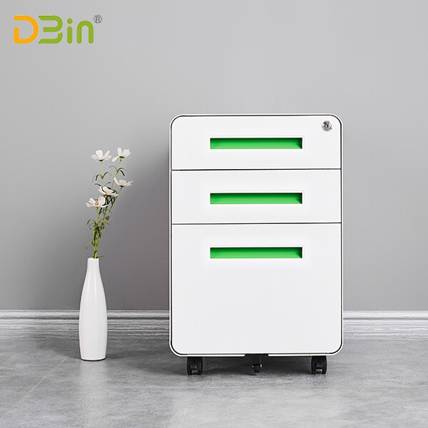 SB-X017-Green 3 drawer Steel Mobile Pedestal