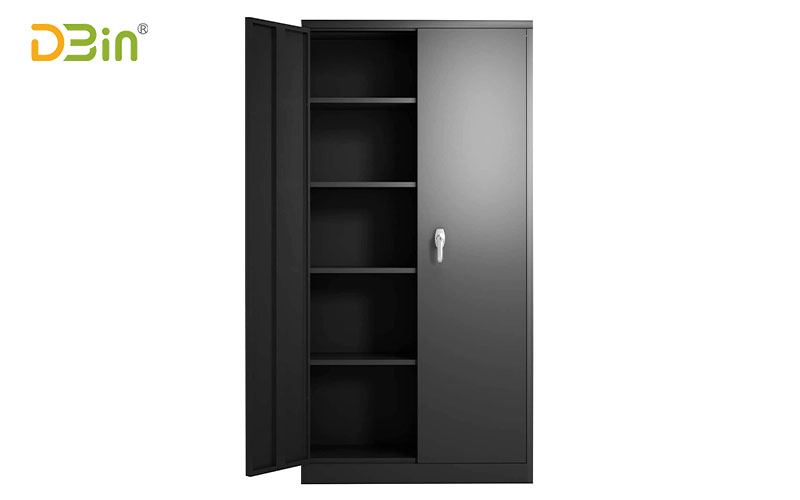 Black Office Storage Metal Cabinet Filing Document Cupboard Lockable 2 Doors New 