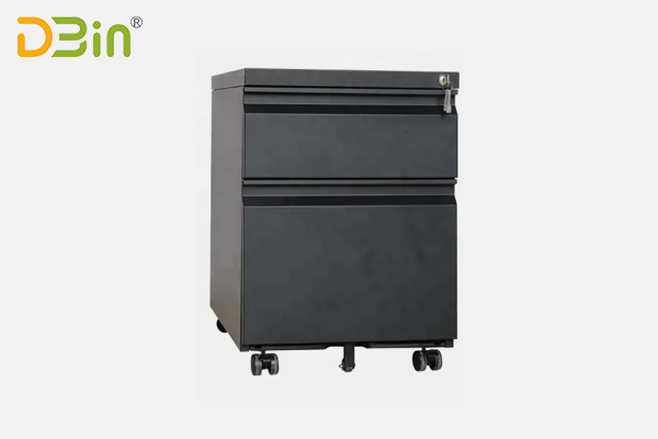 Black 2 drawer movable pedestal for office