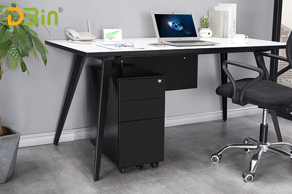 Black mobile pedestal with 3 drawers wholesale