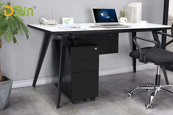 Black 3-drawer mobile pedestal file cabinets