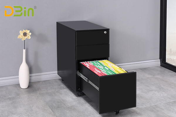 Black 3-drawer mobile pedestal file cabinets