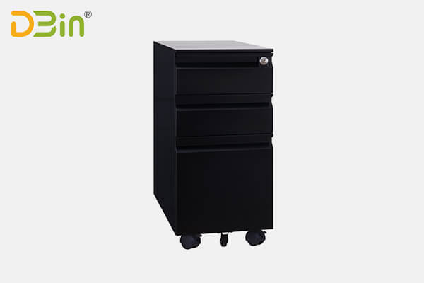 DBin 3-Drawer Mobile File Cabinet with Lock commercial Vertical file Cabinet in Black