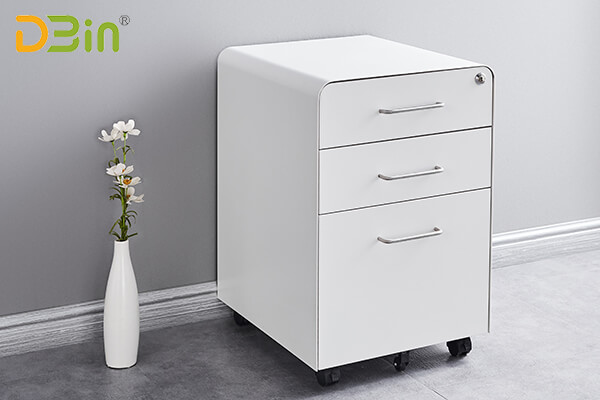 White 3 drawer steel box box mobile file pedestal file cabinet packing