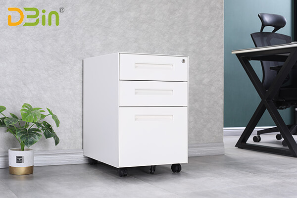 Modern 3 Drawer White Mobile Pedestal File Cabinet for sale