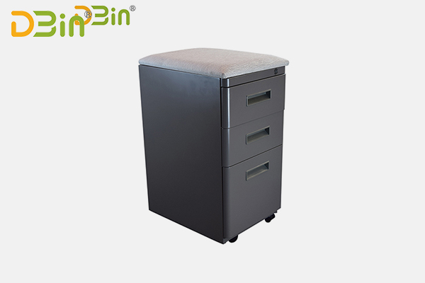 office 3 pedestal file cabinet with padded seat