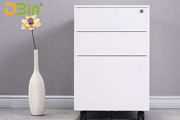 white 3 drawer steel pedestal for office