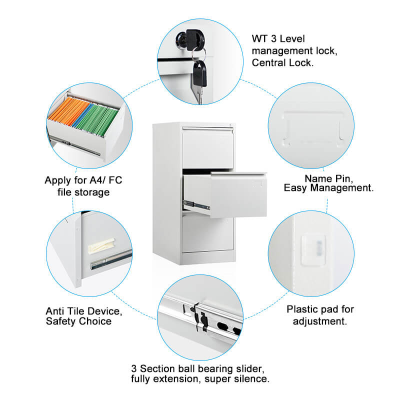 white vertical 3 drawer file cabinet supplier