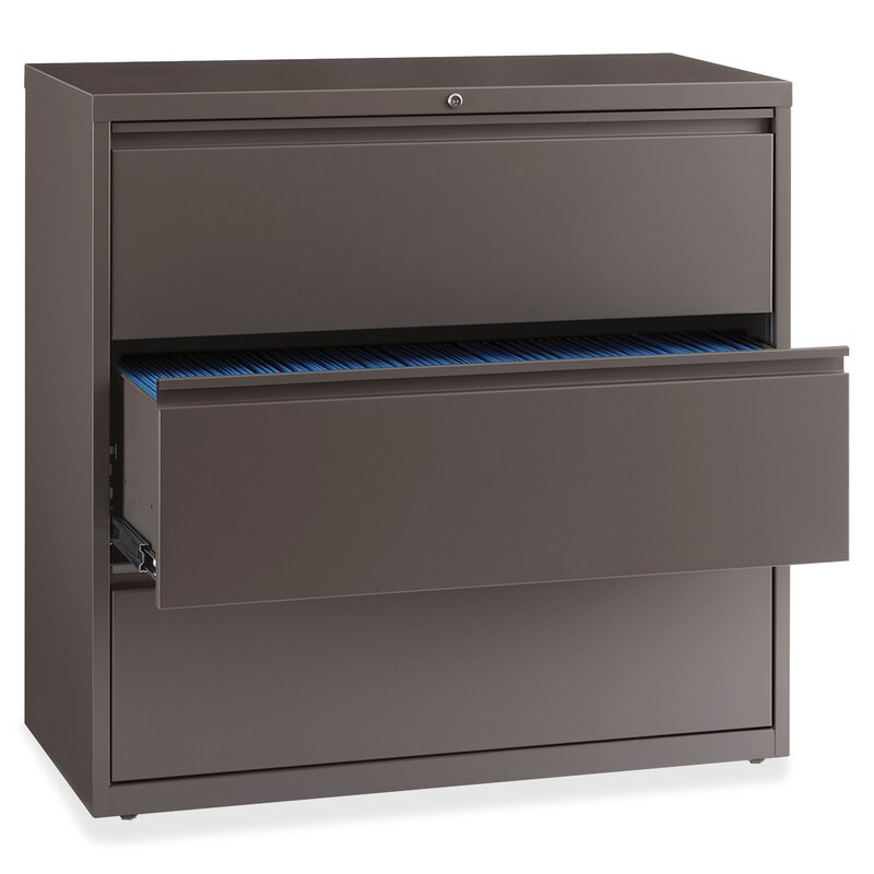 3 Drawer Lateral  Brown Filing Cabinet For Sale