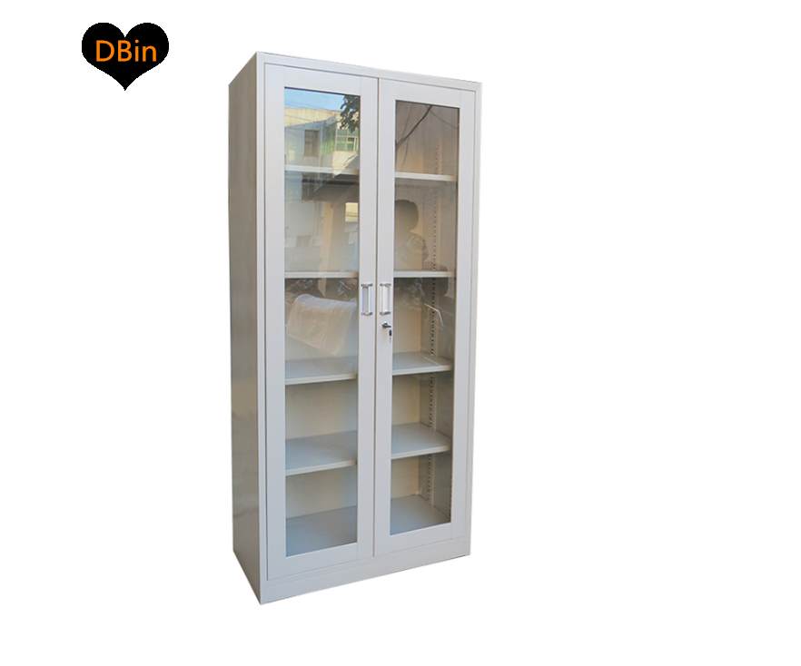 steel white 2 door glass cupboard factory