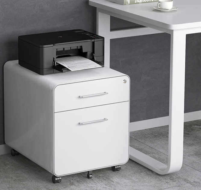 New design white 2 drawer steel mobile pedestal
