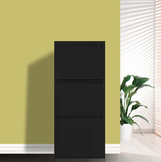 black vertical drawing storage cabinet