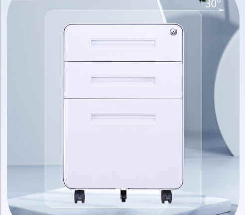 custom white metal file cabinet on wheels