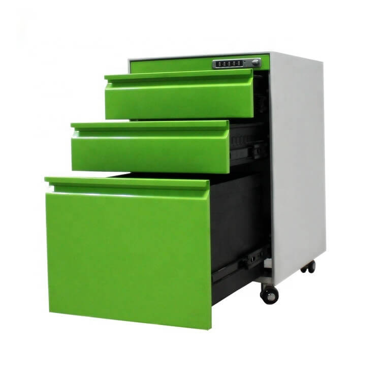 green 3 drawer mobile pedestal supplier