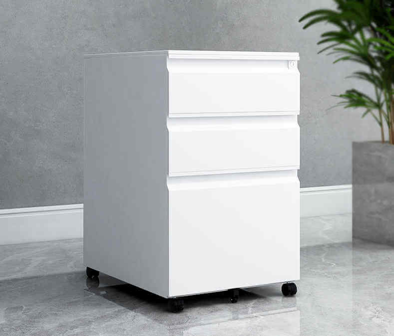 white 3 drawer mobile pedestal factory