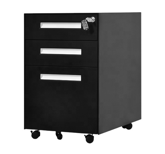Steel black 3 drawer mobile pedestal wholesale
