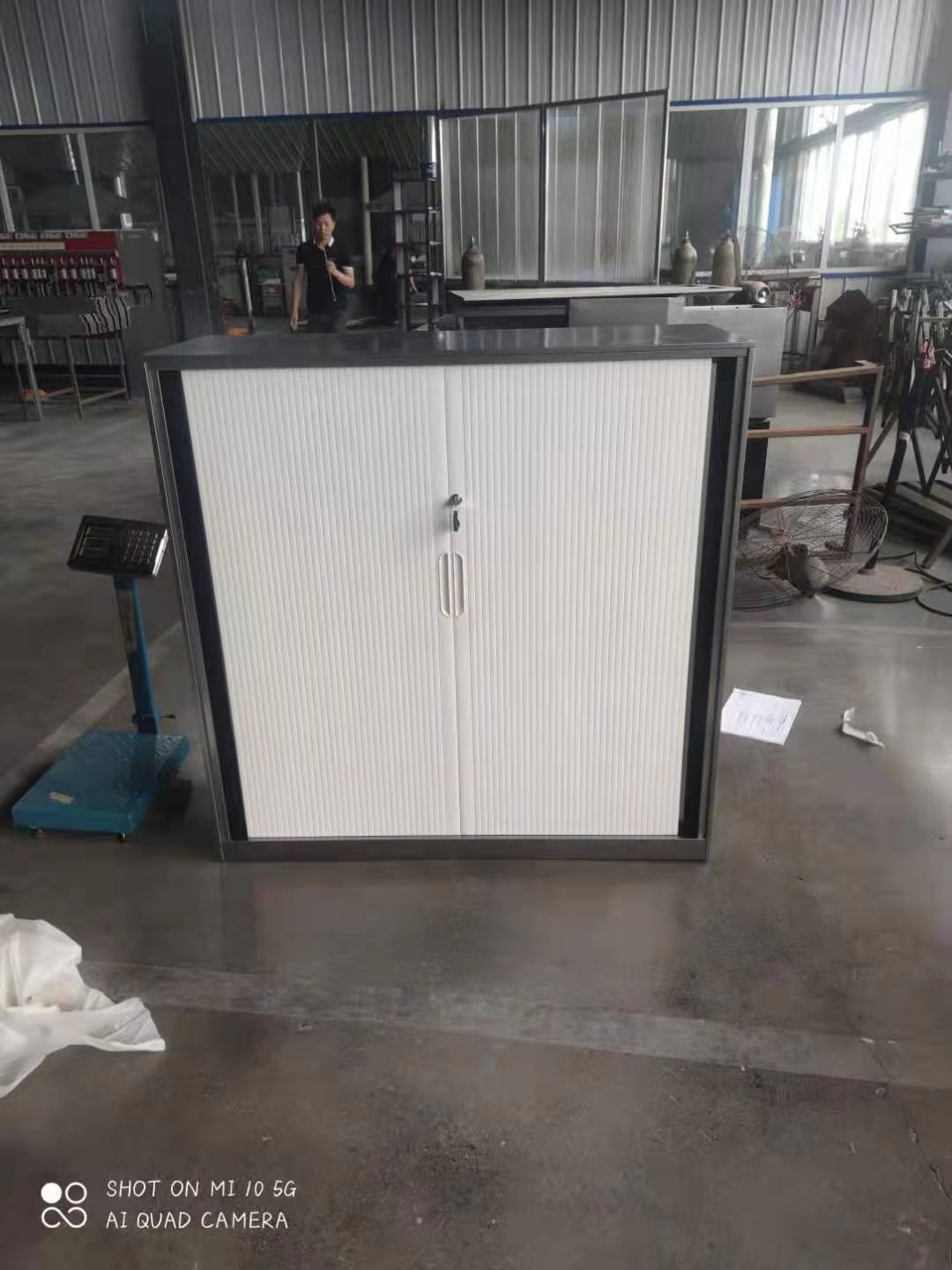 white steel tambour door cupboard for sale