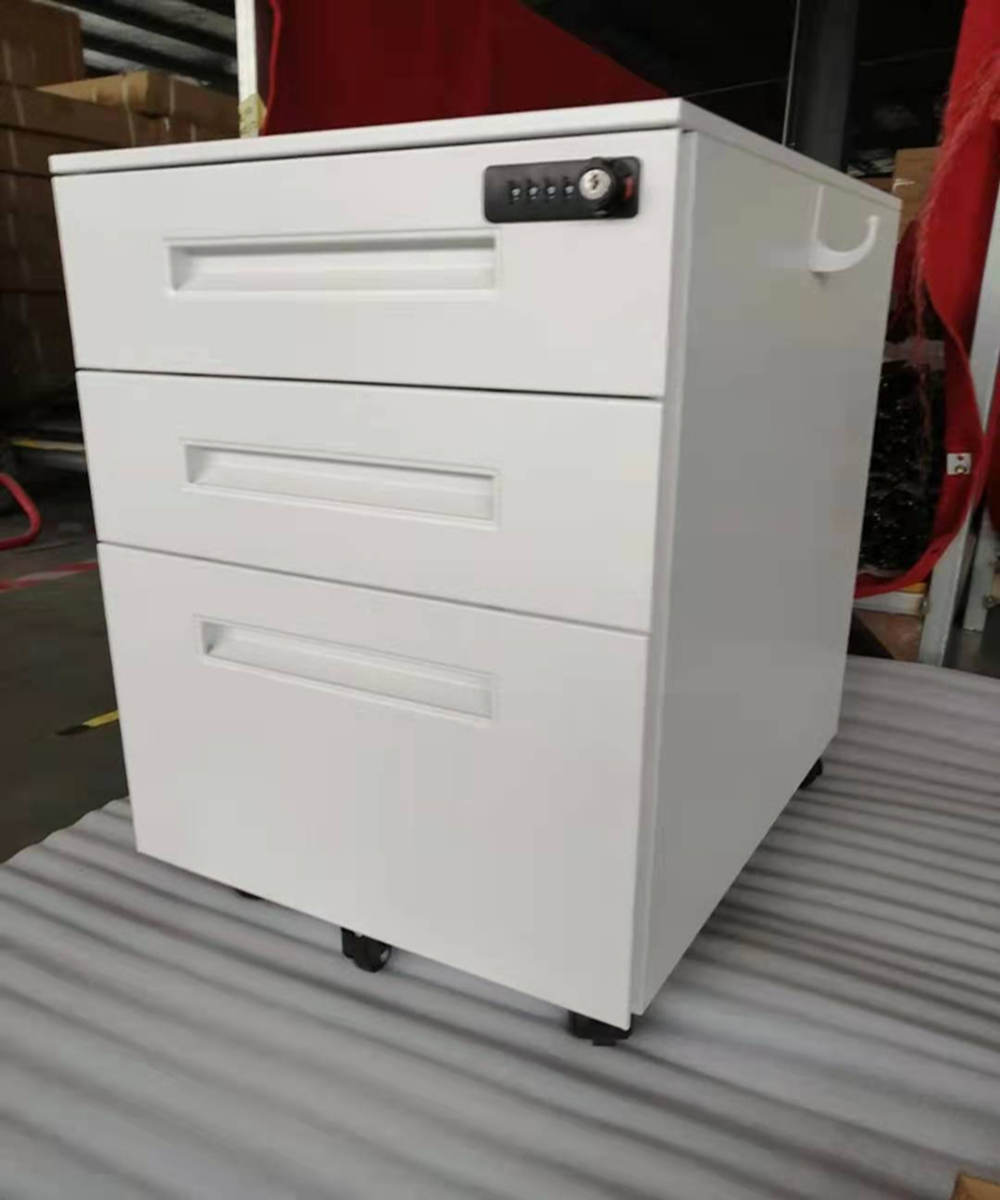 steel white 3d mobile pedestal with electronic lock supplier