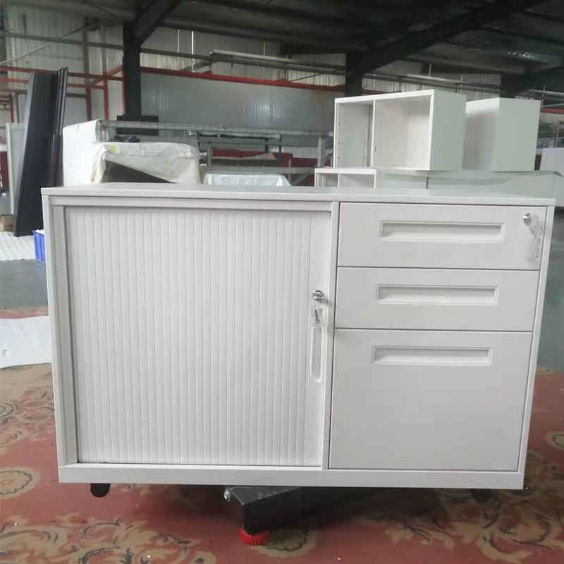 china white 3d mobile caddy with tambour door