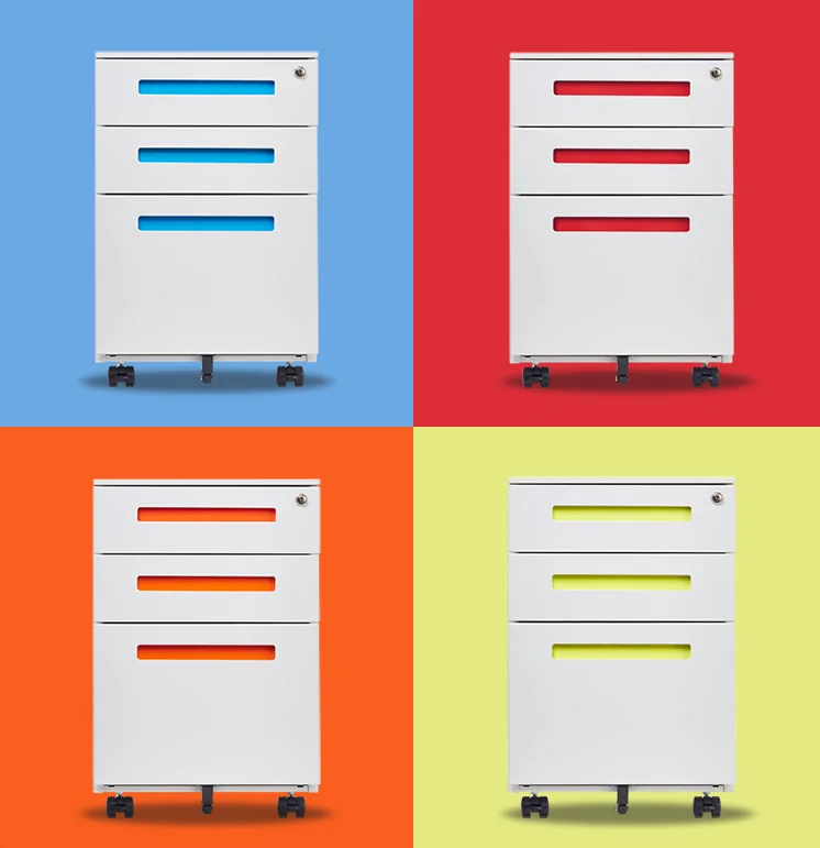 colorful 3 drawer mobile pedestal manufacturer